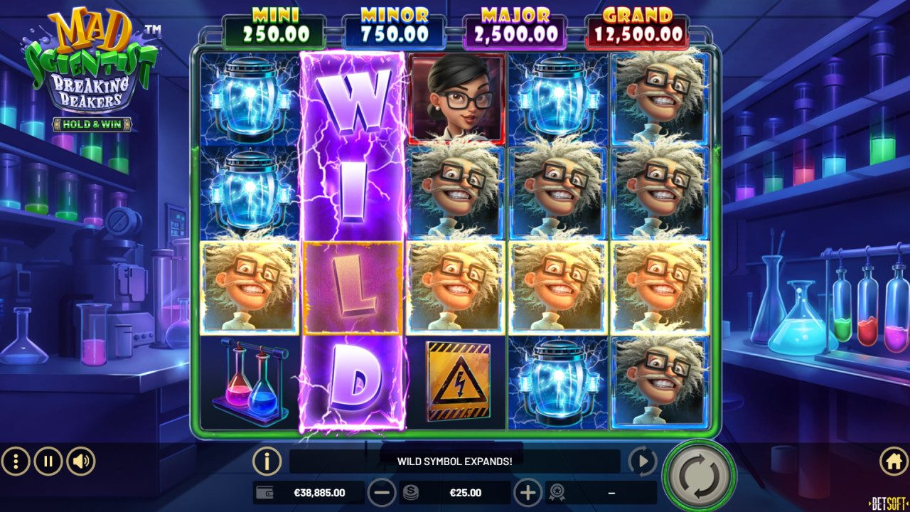 BetSoft Mad Scientist Breaking Beakers Screenshot